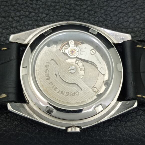 Vintage 1980 Orient Automatic Mens Silver Watch W/daydate & Glass Back - Picture 8 of 10
